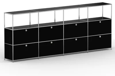 Produktbild von Hochschrank, 4 offene Fächer, 8 Klappen, Breite 302 cm, Schwarz