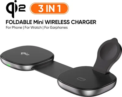 Immagine prodotto di INF Super Mini Caricatore Wireless 3-in-1 Qi2.0 - Stazione di Ricarica Rapida