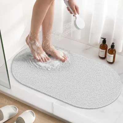 Obrázek produktu pro Podložka pod sprchu, oválná, PVC, protiskluzová, bílá, 69x40 cm, rychleschnoucí, proti plísním, omyvatelná