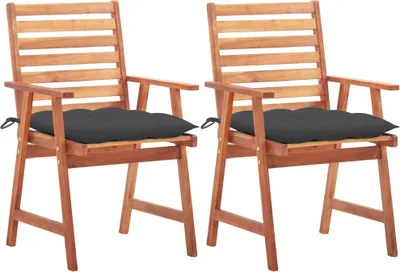 Produktbild von Garten-Essstühle 2 Stk. mit Kissen Massivholz Akazie