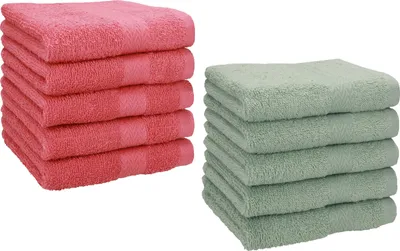 Produktbild von Betz 10 Stück Seiftücher 30x30 cm PREMIUM 100% Baumwolle  Farbe: himbeere und heugrün