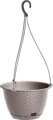 A hanging planter basket is shown against a white background.