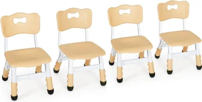 Obrázok produktu pre Detské stoličky - Stolička do škôlky - Sada 4 kusov - Nastaviteľná výška 53-57 cm - Stohovateľné - PP plast - Nosnosť 100 kg - Žltá
