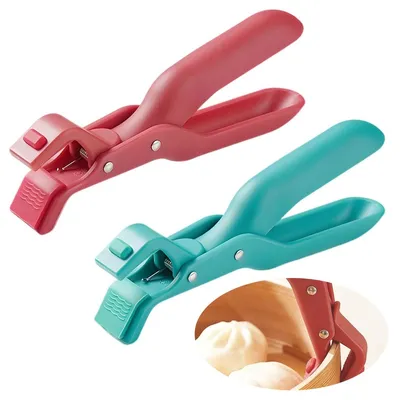 Produktbild von Isolier-Tellerzange, 4 pcs verstellbare rutschfeste hitzebeständige Schüsselzangen,2x Rot + 2x Grün, geeignet für Geschirr, Töpfe und Pfannen