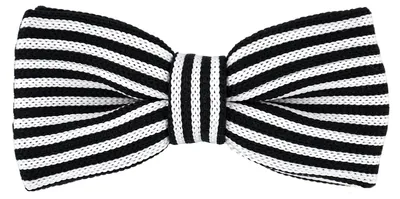 Produktbild von DonDon® Herren Strick Fliege gebunden und längenverstellbar 11 x 6 cm gestreift schwarz-weiß