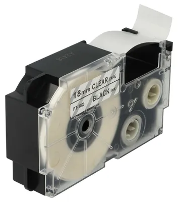 Produktbild von vhbw Schriftband-Kassette Ersatz für Casio XR-18X1, XR-18X für Etiketten-Drucker 8m x 18mm Schwarz auf Transparent, pet+ RESIN