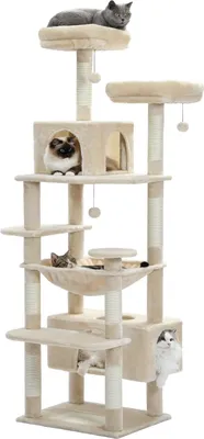 Produktbild von Purpurra Kratzbaum Katzenturm mit Hängematte und Katzenhöhle, 3 Höhen