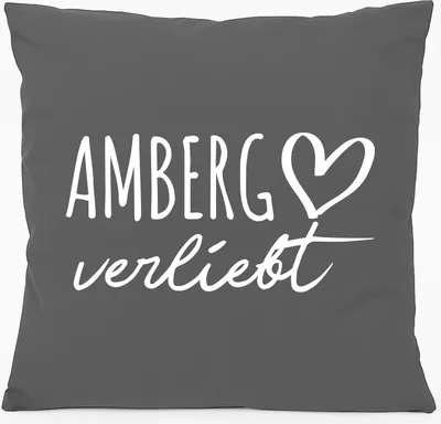 Produktbild von Huuraa Kissen Amberg verliebt 40x40cm mit Füllung Steel Grey Baumwolle Dekokissen Geschenkidee