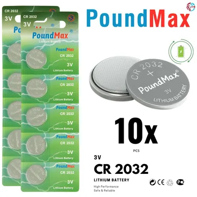 Produktbild von 10x CR2032 PoundMax 3 V Lithium-Batterien 200mAh