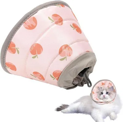 Produktbild von Katzenhalfter, weiches Katzenhalsband, verstellbares Halsband für Katzen und Hunde, nach Operation wiederherstellend (rosa, Größe S)