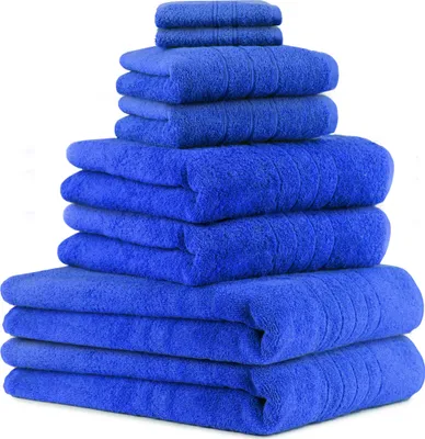 Produktbild von Betz 8-tlg. Handtuch-Set DELUXE  2 Badetücher 2 Duschtücher 2 Handtücher 2 Seiftücher 100% Baumwolle  Farbe: blau