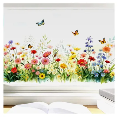Produktbild von Fensterbilder Frühling Blumen Selbstklebend Fenstersticker Fensteraufkleber Fensterdeko Sommer für Wohnzimmer Schlafzimmer Kinderzimmer Wiederverwendbar Bunt 30x58cm