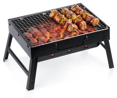 Obrázek produktu pro Vilde | Kufříkový gril skládací - 40x27,5x20 cm - Přenosný mini campingový gril na dřevěné uhlí