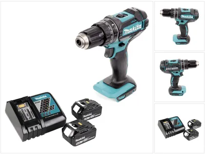 Produktbild von Makita DHP 482 RG Akku Schlagbohrschrauber 18 V 62 Nm + 2x Akku 6,0 Ah + Ladegerät