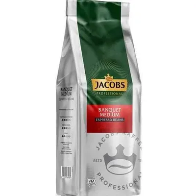 A bag of Jacobs Banquet Medium Espresso Beans.