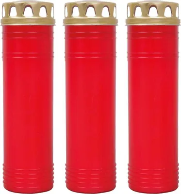 Immagine prodotto di Candela funeraria a olio composita 170 ore, rossa (confezione da 3) – Candela funeraria con coperchio, durata 7 giorni, in plastica resistente alle intemperie, per lampade e lanterne funerarie