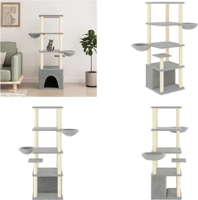 Obrázok produktu pre vidaXL Škrabadlo so sisalovými stĺpikmi svetlosivé 147 cm - Škrabadlo - Škrabacie stromy - Veža pre mačky - Nábytok pre mačky