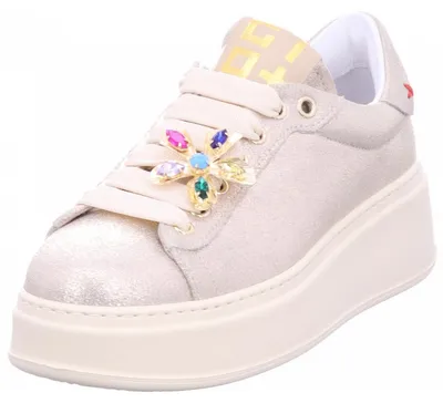 Produktbild von Damen Halbschuh Leder gold mit Plateausohle, Schnürung, flachem Absatz und Wechselfußbett Gr. 39