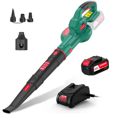 Productafbeelding van HYECHO blaasapparaat voor bladeren, 223 km/u, accu 18V 4,0Ah, met 3 opblaaspijpen, ergonomisch ontwerp