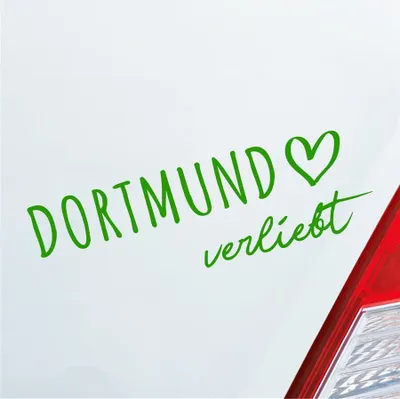 Produktbild von Auto Aufkleber Dortmund verliebt Herz Stadt Heimat Liebe Car 19x6 cm Hellgrün Sticker Heckscheibenaufkleber
