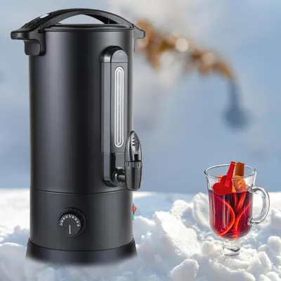 Obrázek produktu pro Peviasot, varná konvice na svařené víno, objem 10 litrů, výkon 1800 W, termostat 30–110 °C, kohoutek, černá barva
