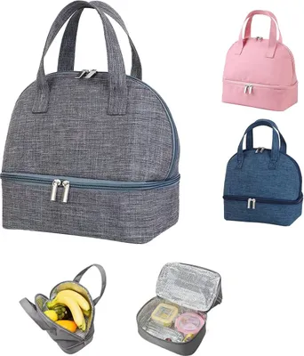 Produktbild von Lunch Tasche Isoliertasche, Kleine Faltbare Kühltasche Zur Arbeit Schule, Picknick-Handtasche Für Frauen, Erwachsene, Studenten und Kinder