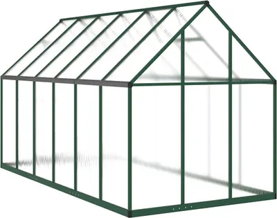 Zdjęcie produktu dla vidaXL Szklarnia z ramą fundamentową zielona 334x169x195 cm aluminium