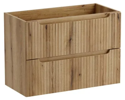 Image de Meuble sous vasque VANO 80 cm chêne suspendu avec 2 tiroirs