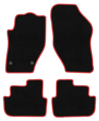 Produktbild von Fußmatten Automatten Velours Schwarz/Rot für Peugeot 308 CC 2007-2013 Set 4-tlg