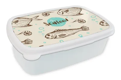 Obrázok produktu pre MuchoWow® Obedník Brotzeit Box na obed 11x17x6cm Potraviny - Vzory - Ryby Detský obedový box