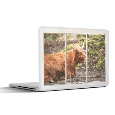 Produktbild von MuchoWow® Laptop Aufkleber Sticker Cover Schottische Highlander - Ansicht - Natur 32.5x23.5 cm - Sticker für Laptop - Selbstklebend