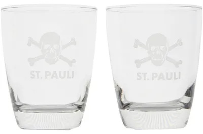 Produktbild von FC St. Pauli Gläser 2er Set Totenkopf, Original Fanartikel, Trinkgläser mit mattiertem Totenkopf, 270 ml