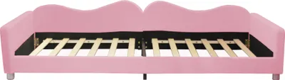 Produktbild von Flieks Kinderbett Schlafsofa 90x200cm Polsterbett, Tagesbett Jugendbett mit Lattenrost, Einzelbett Sofabett Gästebett Daybed, Samt, Rosa