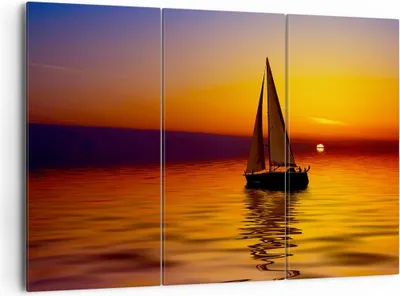 Produktbild von Bild auf Leinwand - Leinwandbild - Boot Sonnenuntergang Landschaft - 165x110cm - Wand Bild - Wanddeko - Leinwanddruck - Bilder - Kunstdruck - Leinwand bilder - Wandkunst - CE165x110-0106