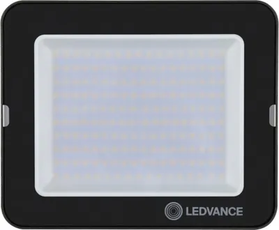 A studio shot of a black LED floodlight.