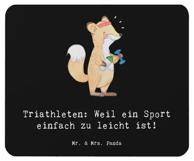 Produktbild von Mr. & Mrs. Panda Mousepad Triathlon Helden - Schwarz - Geschenk, computermatte, Gemeinschaft, Sportler, Durchhaltevermögen, Herausforderung, Mauspad, pc, mausteppich
