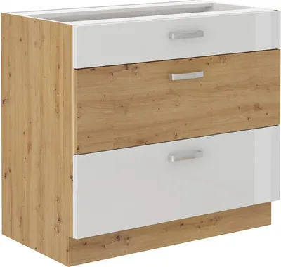 Image de Armoire à tiroirs inférieure ADARA – largeur 80 cm, blanc / chêne artisan