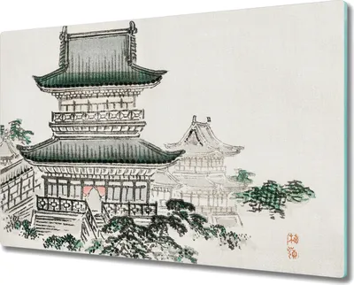 Produktbild von Coloray Hackbrett Kochplattenabdeckung Herdabdeckplatte 80x52 cm Schneidebrett Küchenbrett - Asian traditionelle Gebäude