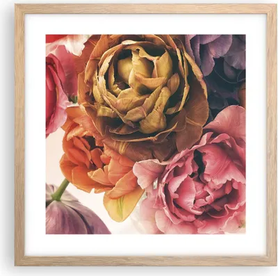 Produktbild von Gerahmtes Poster - Rahmen in heller Eiche - Blumenstrauß Blumen Braut - 40x40 cm - Wand Bild - Wanddeko - Wandbilder - Kunstposter - Wandposter - Bilderrahmen - Bilder - Kunstdruck - P2NAC40x40-5025