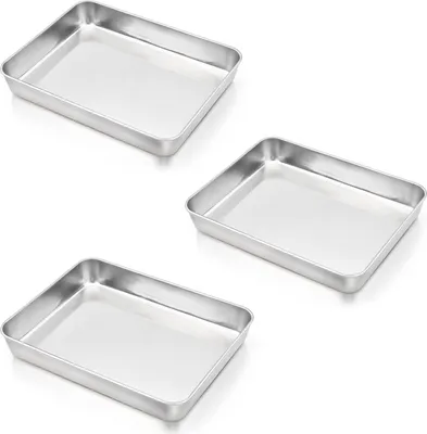 Image de Set de plaques à pâtisserie en acier inoxydable - Convient pour les gâteaux et les lasagnes - 3 pièces - 30 cm