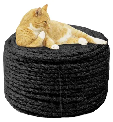 Obrázek produktu pro Sisalové lano pro opravu a dekoraci kočičích stromků – 6 mm x 50 m (černé)