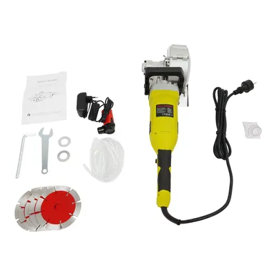 A collection of tools and accessories for a wall slotting machine, laid out on a white background.