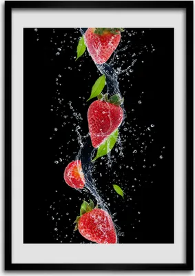 Produktbild von Bild - Bilderrahmen - Foto - 70 cm x 100 cm - MDF - Rahmen - Wandkunst - Erdbeeren