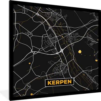Produktbild von MuchoWow® Gerahmtes Poster Stadtplan - Karte - Deutschland - Kerpen - Karte 40x40 cm - Poster mit Schwarzem Bilderrahmen Wandposter Rahmen Foto Bilder - Mit Rahmen - Wanddekoration Schlafzimmer