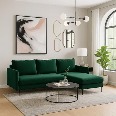 Produktbild von Sofello Ecksofa Schlafsofa Gruen mit Schlaffunktion Sofa Velour Samt mit Bettkasten und Stauraum