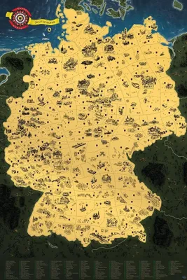 Obrázek produktu pro Stírací mapa Německa Deluxe - zlatá
