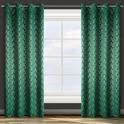 Produktbild von Design91 Vorhang POLI grün silber hellgrau 140x250 cm  Ösen Ösenvorhang