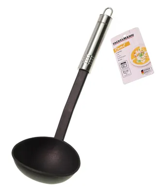Zdjęcie produktu dla Chochla Fackelmann 30 cm OVALGRIFF, praktyczna plastikowa chochla do zupy z ergonomicznym uchwytem ze stali nierdzewnej, przybory kuchenne do gotowania (kolor: srebrny/czarny)
