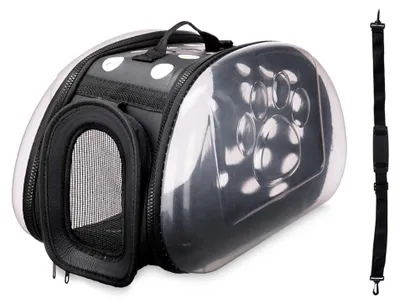 Faltbare Haustier-Transportbox, 37 x 7,5 x 22 cm, Schwarz