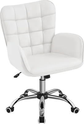Produktbild von Yaheetech Bürostuhl Ergonomischer Schreibtischstuhl Arbeitsstuhl mit Armlehne und Rollen Drehstuhl Bürohocker höhenverstellbar Polsterstuhl Weiß